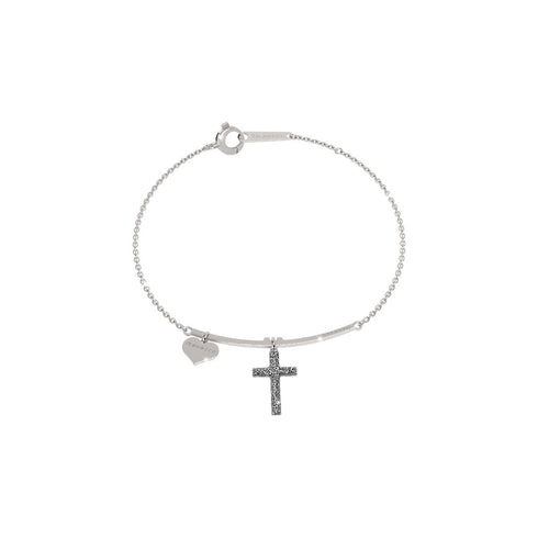 JOLIE BRACELET IN SILVER WITH CROSS PENDANT COATED WITH DIAMOND POWDER SJOBAA02